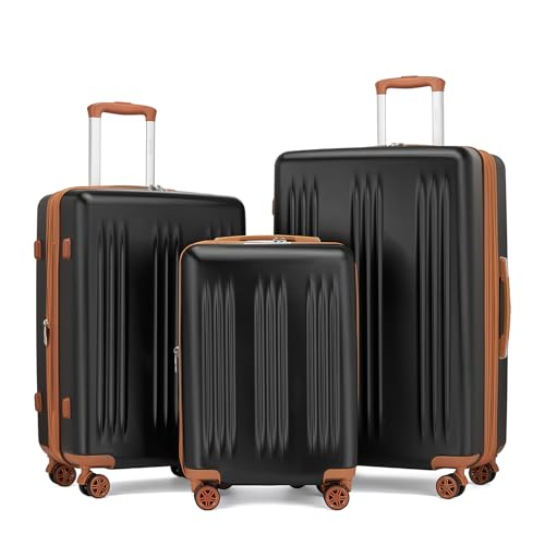 Image of Kono 3 Piece Expandable Luggage Set with Spinner Wheels Hardshell