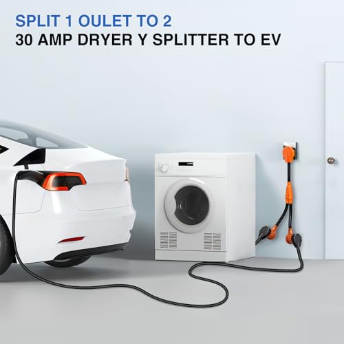 Image of Nilight EV Dryer Y Splitter Adapter Cord 30 Amp Male Plug to Two 30Amp Female Receptacle 3 Prong 125V /250V 7500 Watt Pure Copper Conversion Heavy Duty STW 10 AWG Cable 10-30P 10-30R 30M /30F