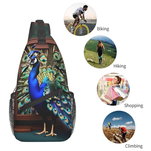 Mochila bandolera MyPiky con estampado de pavo real miniatura 6