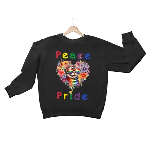 Peace Love Pride Cat with Rainbow Sunglasses LGBT LGBTQ+ Adult Youth T-Shirt Hoodie Sweatshirt 5