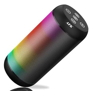 AFK Portable Bluetooth Wireless Speaker with RGB Lights, Loud Speaker with Stereo Sound,Speaker for Party, Home, Outdoor(Black)