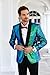 GRACE KARIN Mens Sequin Blazer Symphony Green Suit Jacket Shawl Lapel Stylish Dinner Tuxedo Dress Party Dinner Prom Christmas