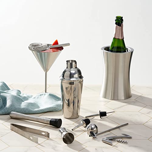 10-delige Cocktailshaker Set met Cocktailboek, Barstamper, Jigger, Barlepel, Kurkentrekker, Zeef, Tang en 2… - Image 6