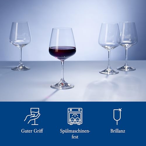 Image of Villeroy & Boch Ovid Collection Red Wine Glass, 4-piece Set, Crystal Glass, 20 oz Capacity