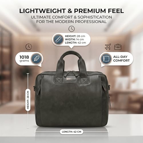 Image of VISMIINTREND Laptop Bags for Men Office Use | Stylish Leather Office, Messenger, Shoulder, Handbag | Fits 13 inch,14 inch, 15.6 Inch Laptops, Macbook | Corporate Gifts for Men, Women, Clients, Employees