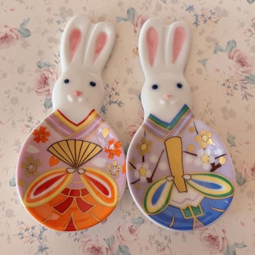 宇治田原製茶場 うさぎ雛ペア茶さじ 2個セット 兎 陶器 和風 和柄 お正月 節句 雛祭り
