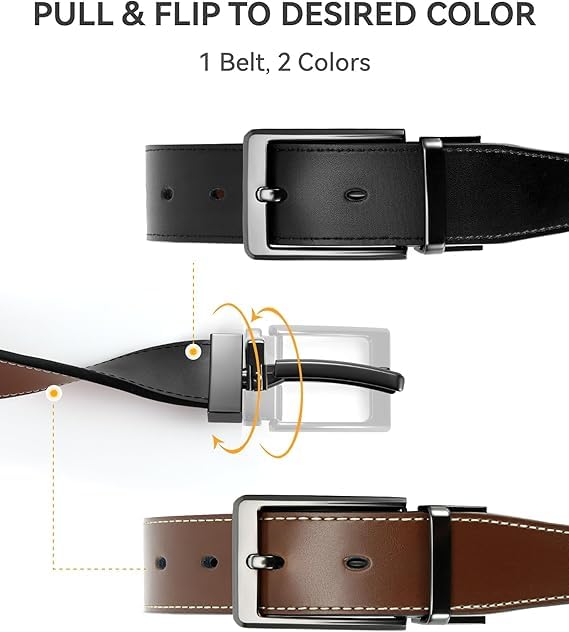 Image of CHAOREN Reversible Belt Men 1 Piece - 1.25 inch Leather Dress Belt