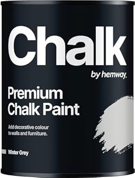 Hemway - Premium Chalk Paint - Winter Grey 1 L | Chalky Matt Shabby Chic Finish for Interior Furniture & Walls | Quick Dry & 1 Coat