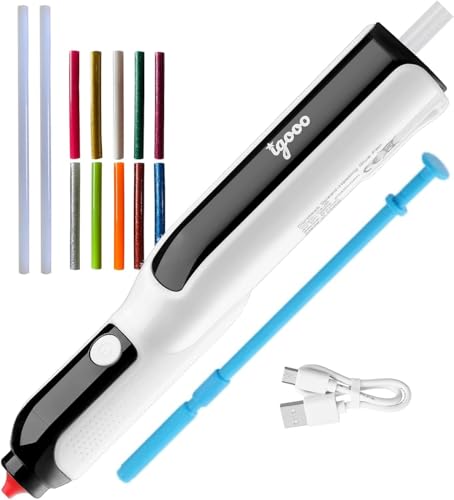 igooo Cordless Glue Pen Mini Hot Glue Gun 6s Preheat Automatic Glue Stick Feeding Rechargeable Li-ion Battery 7mm Stick Perfect for Crafting and DIY (12 sticks+Pushrod)