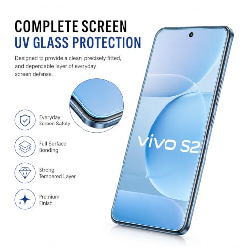 Image of FIRST MART Military-Grade Gorilla UV Tempered Glass For Vivo S2 5G - 9H Hardness, Edge-to-Edge, Bubble-Free