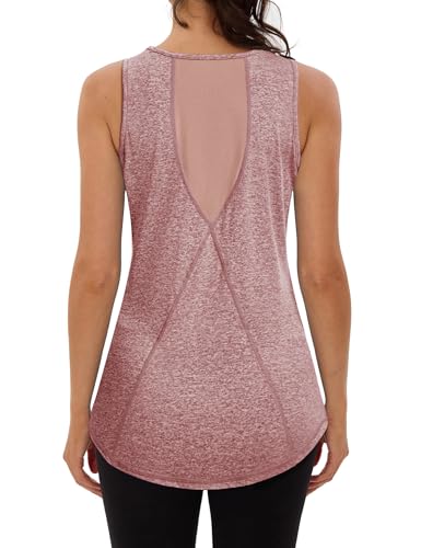 Terecey Canotte Sportive da Donna Estivi Senza Maniche Magliette da Palestra Rete Posteriore Traspirante e Leggero Top Yoga Zumba Fitness con Schienale in Rete Elastico, Errötendes Rot XXL