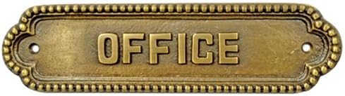 Adonai Hardware Large "OFFICE" Brass Door Sign - Antique Brass