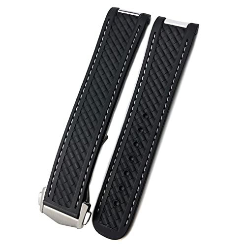 Bracelet caoutchouc 20 mm blanc pour Aqua Terra, idéal pour l'été et le nautisme