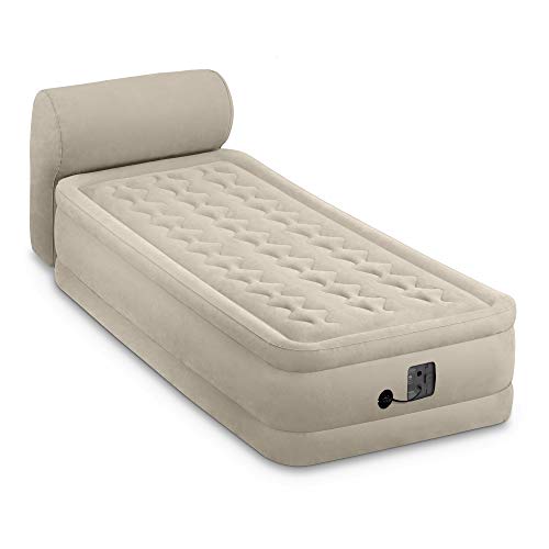 Intex Ultra Plush Elevated DuraBeam Inflatable Raised Air Mattress Airbed with Built-in Pump & Headboard, Twin