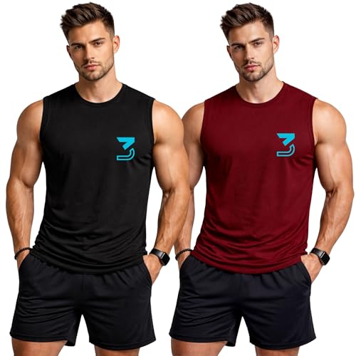 Image of 3Colours RGB Fitness Designer Gym Stringer Vest, Gym Vest, Racer Y Back, Sports Tank Tops, Sando for Men C Cut-3 Logo