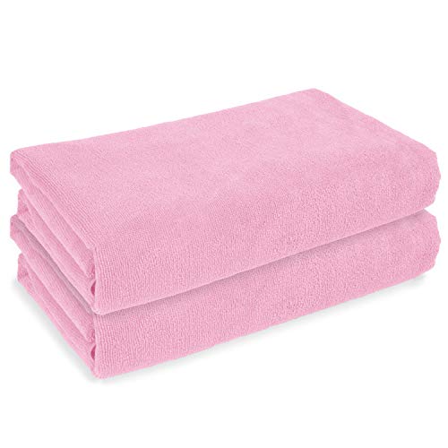 Belmalia 2 Toallas de Microfibra XXL Muy Absorbente y de Secado rápido de 180 x 75 cm Rosa