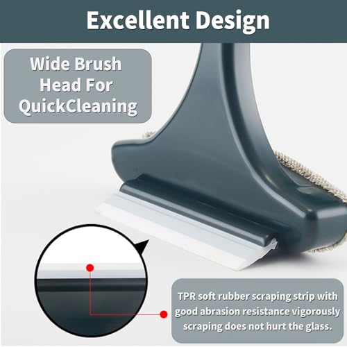 2 STK Reinigungsbürste für Fliegengitter Professionelles Werkzeug zur Reinigung von Fensterreiniger 2 in1 Fensterabzieher und Einwascher mit Griff,Nass und Trockenglasreinigungsbürste (Grün)
