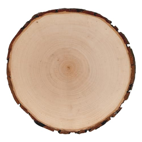 Tabla de corteza de fresno redonda – Disco de madera pulida, tamaño de la tabla: diámetro aprox. 16 cm