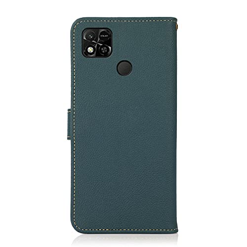 Étui Xiaomi Redmi 10A en cuir de vachette vert avec protection RFID