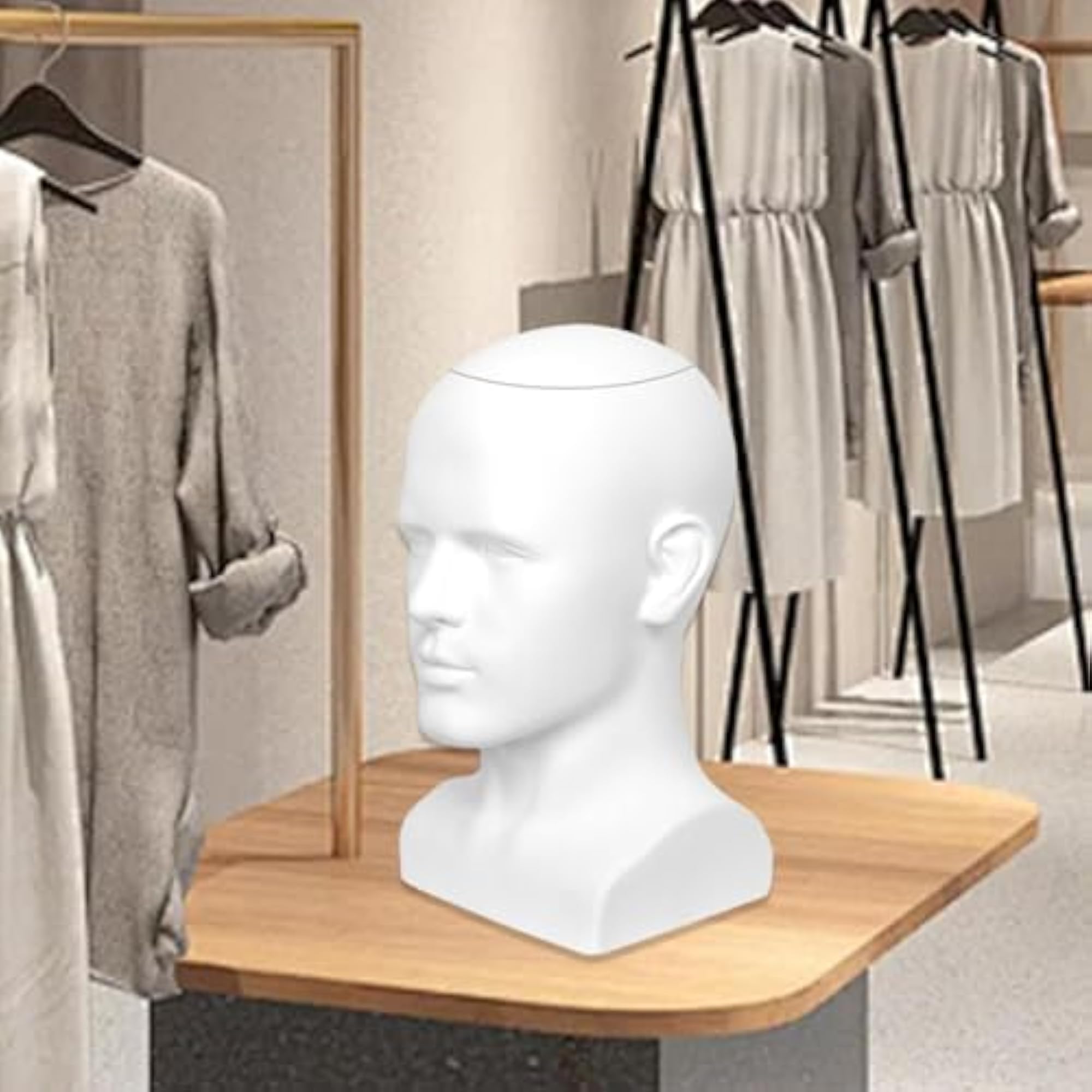 Bald Mannequin Head for Wig Display, White