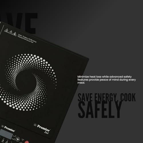 Image of Premier Zeal IC8818 Induction Cooktop 1200W | Power Saving Technology | Indian Menu Options | Automatic Voltage Regulator | Touch Controls | Suitable for Pressure Cook, Curry, Dosa, Idli, Deep Fry