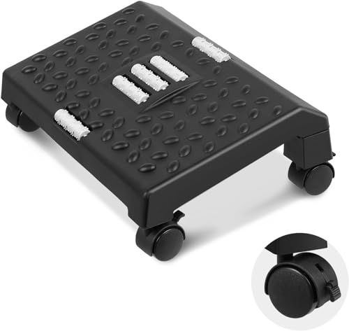 Image of Scizor Under Desk Foot Rest Work 4 Pulleys Adjustable Office Chair with Massage Surface and Roller, Pressure Relief for Extra Comfort,Ergonomic Slanted Stool for Home, Office(ROLLING-01)