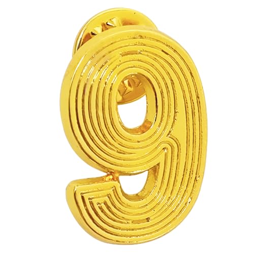 Feng Shui Number 9 Brooch Wealth Good Luck Business Energy Amulet Minimalist Unisex Brooch (Gold)