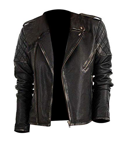 NM-FashionsWomens Brando Style Asymmetrical Design Lambskin Biker Leather Jacket