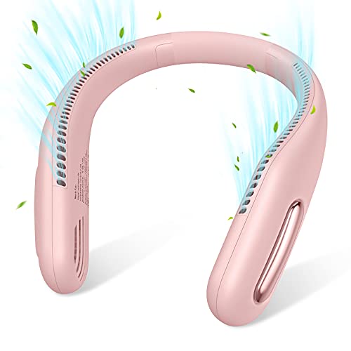 MILPROX F4 Portable Neck Fan,Rechargeable Hands Free Bladeless Personal Mini Fans,3 Speeds 70 Air Outlet, Adjustment Wearable Personal Cooling Fan for Traveling,Sports, Office - Pink MILPROX F4 Portable Neck Fan,Rechargeable Hands Free Bladeless Personal Mini Fans,3 Speeds 70 Air Outlet, Adjustment Wearable Personal Cooling Fan for Traveling,Sports, Office - Pink