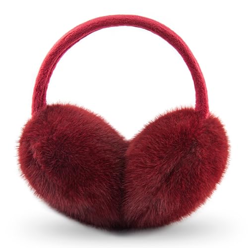 YATANAM - YATANAM Faux Fur Ear Muffs for Women and Girls - Fluffy Adjustable Winter Ear Warmers, Cute Ear Covers (Wine Red) - Best Deal on Amazon