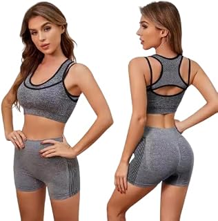 Shopipistic 2 Pc Butt Lifter Gym Wear for Women Workout Set Combo, I-Shaped Wire Free Padded Sports Bra with High Waist Bu... Price In India