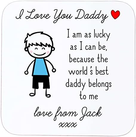 Personalised Sentimental Keepsake I Love You Daddy Wooden Drinks Coaster Mat Father's Day Birthday Gift from Son