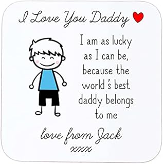 Personalised Sentimental Keepsake I Love You Daddy Wooden Drinks Coaster Mat Father's Day Birthday Gift from Son