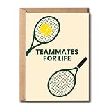 GoGi93Art Teammates For Life - Tennis Sport Themed Card - Happy Anniversary Card - Friendship Greeting - Birthday - Gift For Husband - Wife