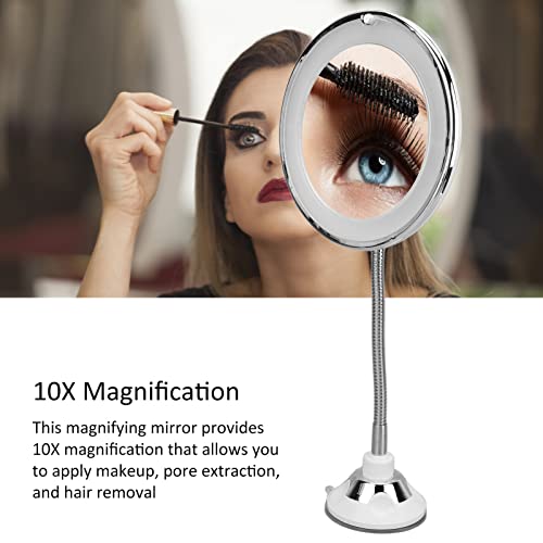 Espejo de maquillaje con aumento 10X y luz LED miniatura 3