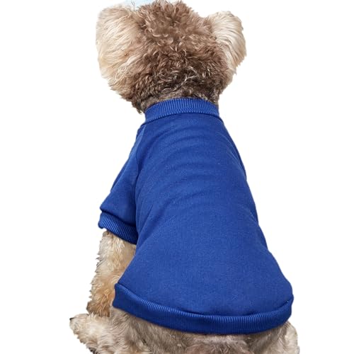 Image of Soft Puppy Sweater for Small Dogs Winter Knit Pullover, Blue XL | Elastic Cuffs Pet Clothes, Holiday Party Matching, Fall Winter Daily Outfit, Soft Breathable Machine Washable Sweatshirt