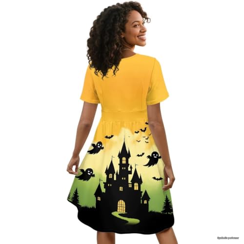 Image of Women's Summer Dresses Short Sleeve Formal Dresses with Pockets