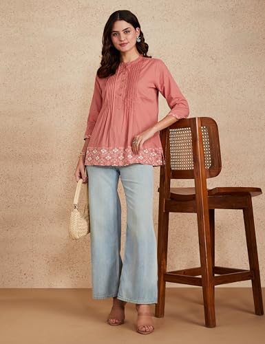 Image of Amazon Brand - Myx Women Cotton Regular Fit Casual Kurti (Available in Plus Sizes)