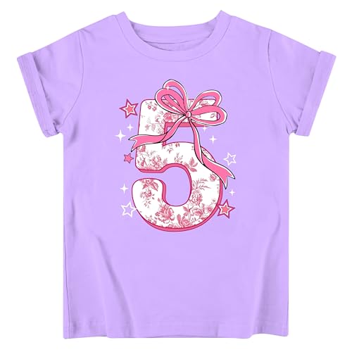 Image of Lovekider Girls Birthday T Shirts Cotton Short Sleeve T-Shirts Tee Party Clothing 3-6 Years