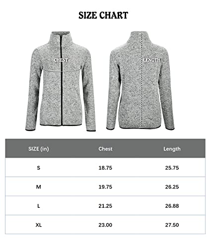 Dolcevida Women's Long Sleeve Sweater Fleece Zip Up Speckled Jacket With Pockets (Light Grey Mix, M) #TOP6