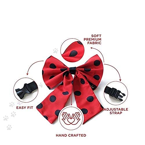 PSK-PET-MART-Bow-Tie-for-Dogs-Puppies-Cats-and-Kittens-Dog-BowCat-BowDog-Collar-Size-Small-Pattern-Red-Polka-Dots