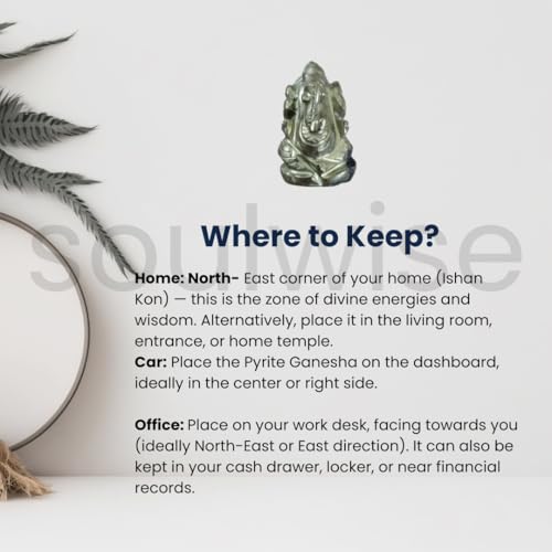 Image of Soulwise Money Magnet Pyrite Ganesha Idol - 1 inch God Statue for Car Dashboard & Office Desk - Vastu & Abundance Gift
