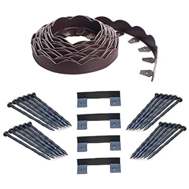 AMAZON - EasyFlex Scallop No-Dig Edging with Extra Anchoring Spikes – 40′ Kit, Brown (3210BRE-40CXX)