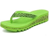 ONCAI Womens Flip Flops Platform Wedge Sandals 2026 Womans Dressy Summer Beach Essentials Flatform Sandles Trendy Casual Summer Ladies Recovery Chunky Walking Outdoor Rubber Soles Green size 9