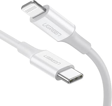 Ugreen Type-C Lightning MFi Licensed iPhone Fast Charging Cable, PD Compatible, 1 Meter, White