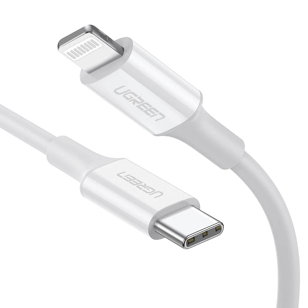 Ugreen Type-C Lightning MFi Lisanslı iPhone Hızlı Şarj Kablosu, PD Uyumlu, 1 Metre, Beyaz