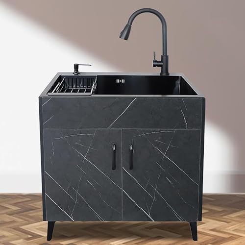 Mueble de Fregadero Comercial Independiente con Fregadero de Acero Inoxidable y Grifo extraíble para Uso Interior y Exterior.