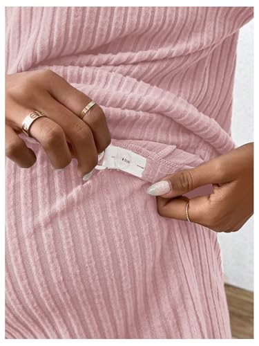 Image of MakeMeChic Women's Maternity 2 Piece Outfits Summer Short Sleeve Rib Knit Tee Top and Short Lounge Sets Clothes