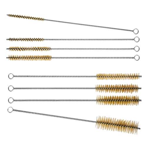 RAWILL 8Pcs Tube Cleaning Brush Brass Stainless Steel Engine Cleaning Brushes 12 Inch Long Round Wire Pipe Cleaner for Deep Pipes Auto Parts Engine Parts 8 Sizes