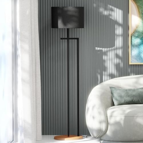 Luminária Indústrial de Chão Salone Preto com Cúpula Preta
